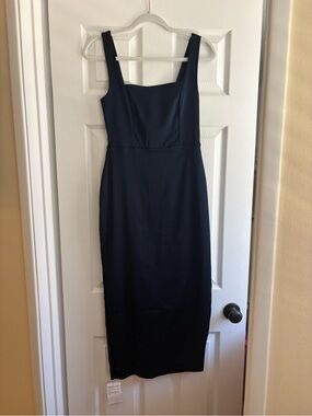 Abercrombie & Fitch Navy Square Neck Midi Dress | Size Small | NWT